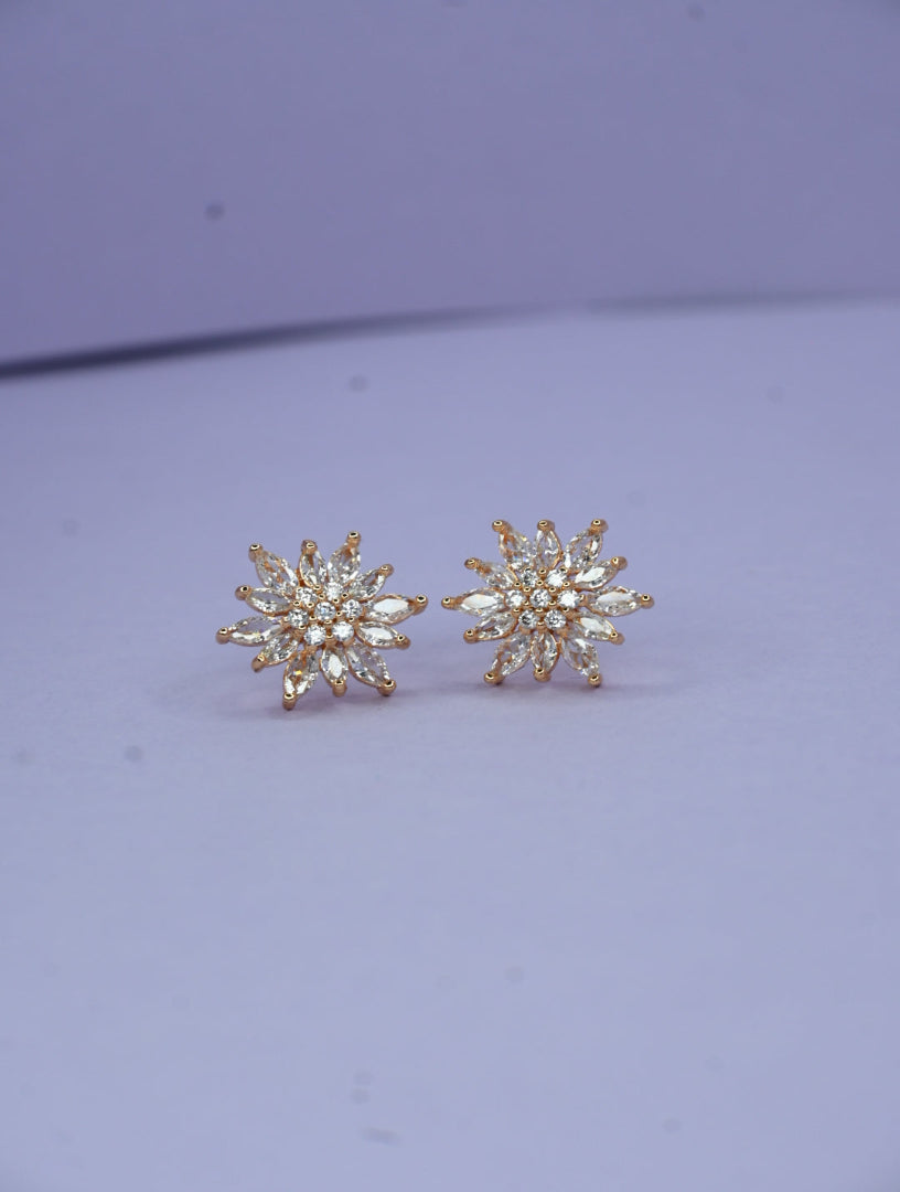 3-in-1 Designer Earrings Combo | Elegant Crystal, Bold Black Triangle & Floral Zircon | Lightweight Studs