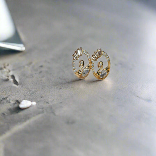 Lunaa Luxe “Graceful Swan” Crystal Stud Earrings