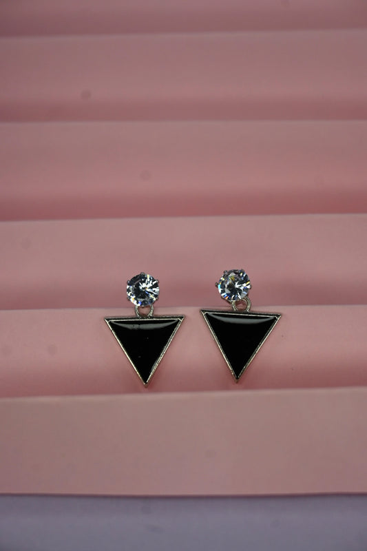 3-in-1 Designer Earrings Combo | Elegant Crystal, Bold Black Triangle & Floral Zircon | Lightweight Studs