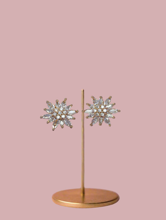 Lunaa Luxe “Bloom & Shine” Floral Crystal Stud Earrings