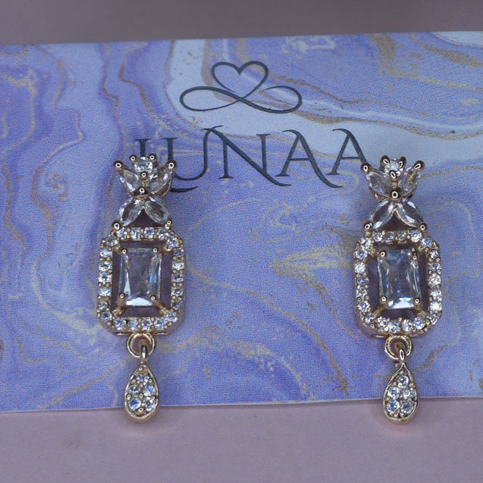 Lunaa Luxe “Regalia Drops” Crystal Dangler Earrings
