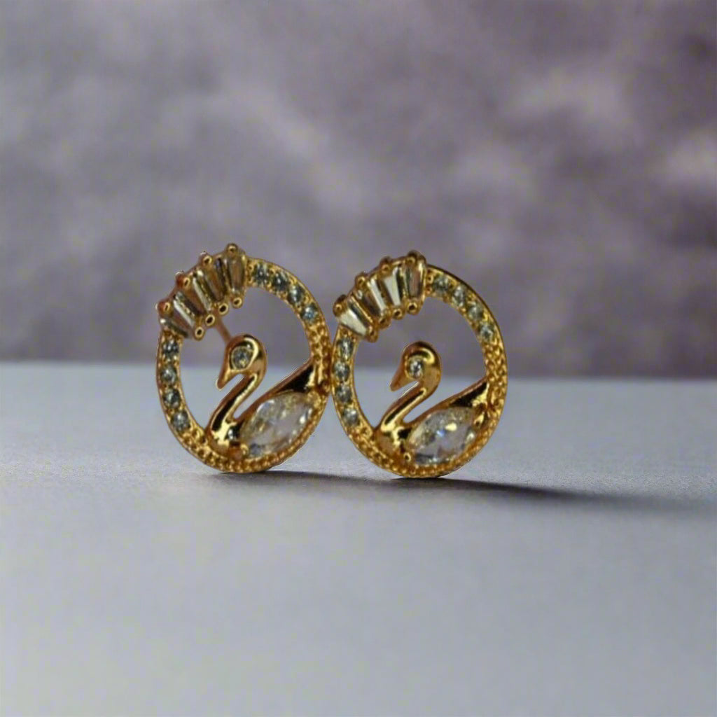 Lunaa Luxe “Graceful Swan” Crystal Stud Earrings