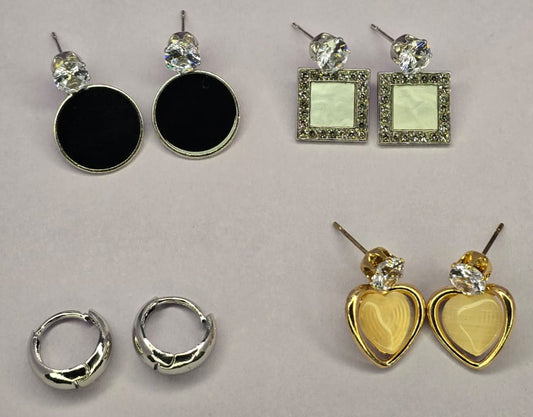 Lunaa Luxe Set – Elegant 4-in-1 Earrings Combo