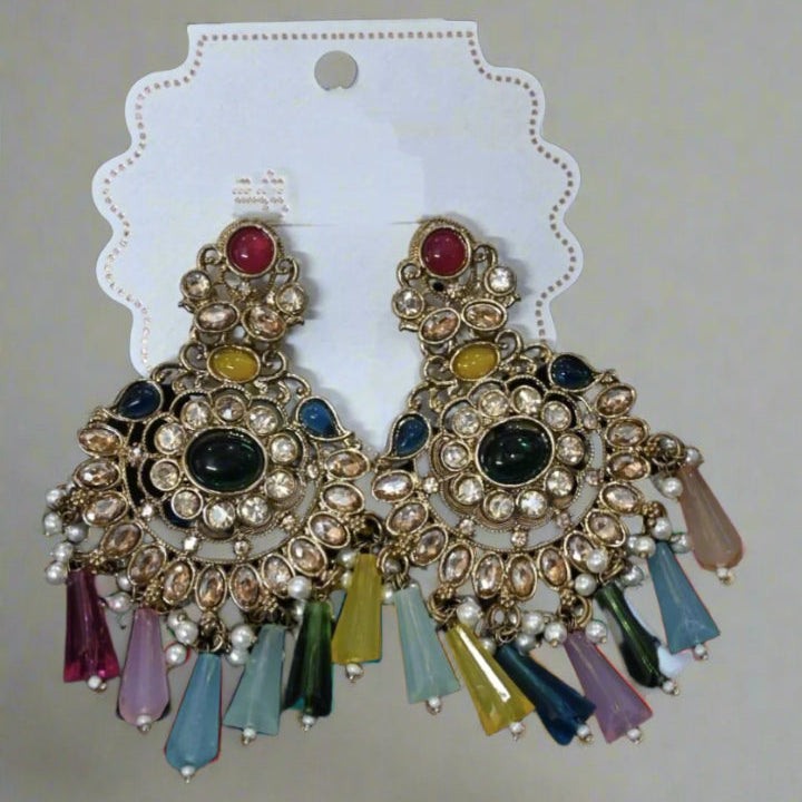 Lunaa Luxe “Navrang Riwaaz” Multi-Stone Chandbali Earrings