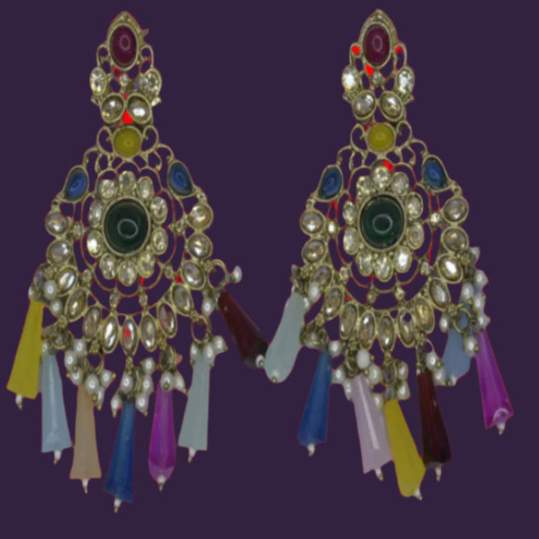 Lunaa Luxe “Navrang Riwaaz” Multi-Stone Chandbali Earrings