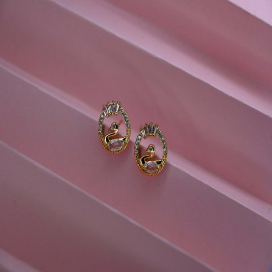 Lunaa Luxe “Graceful Swan” Crystal Stud Earrings
